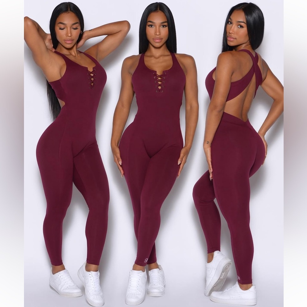 Bombshell Sportswear Burgundy Jumpsuit - Picture 3 of 7